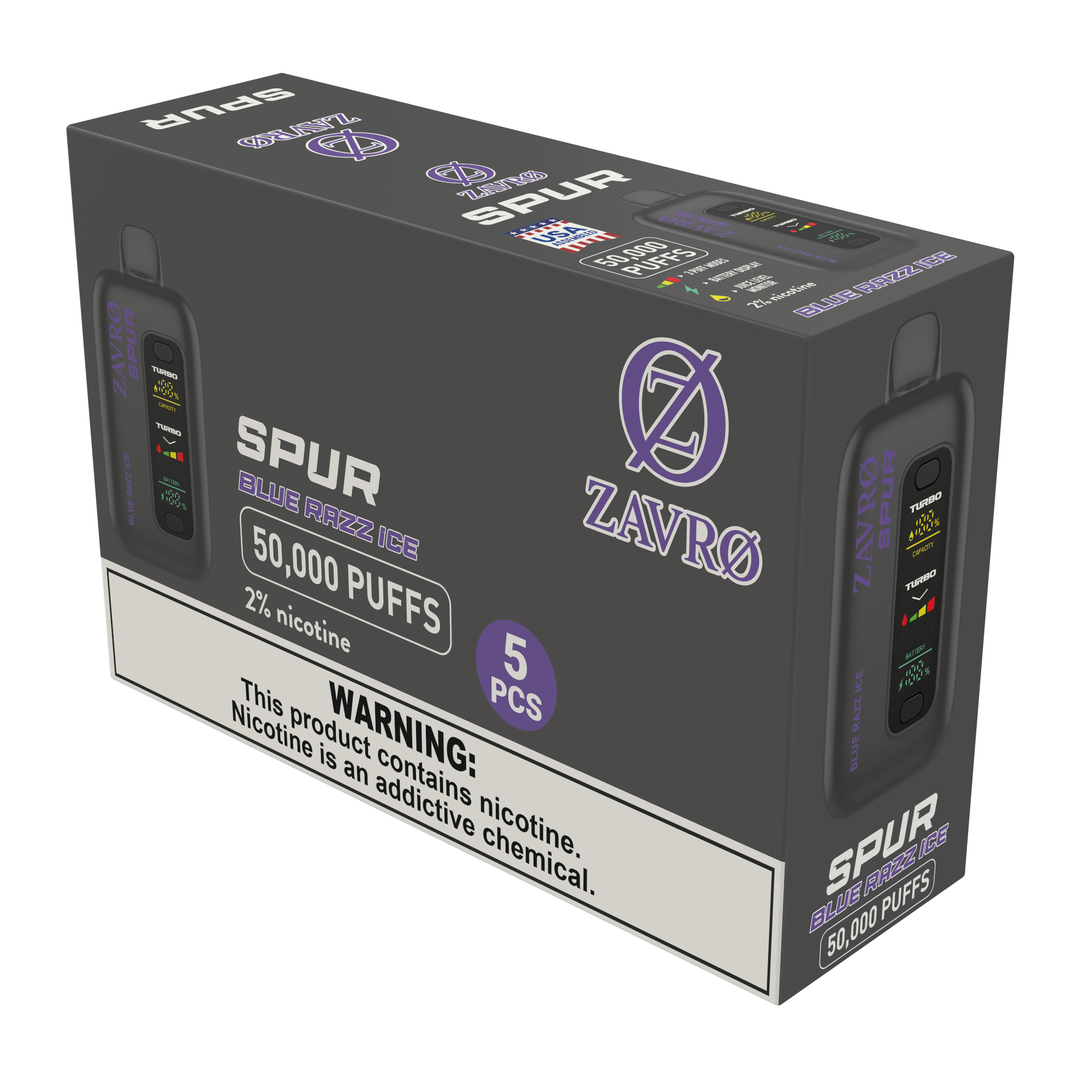 Zavro Spur 2% Boxes — Blue Razz Ice