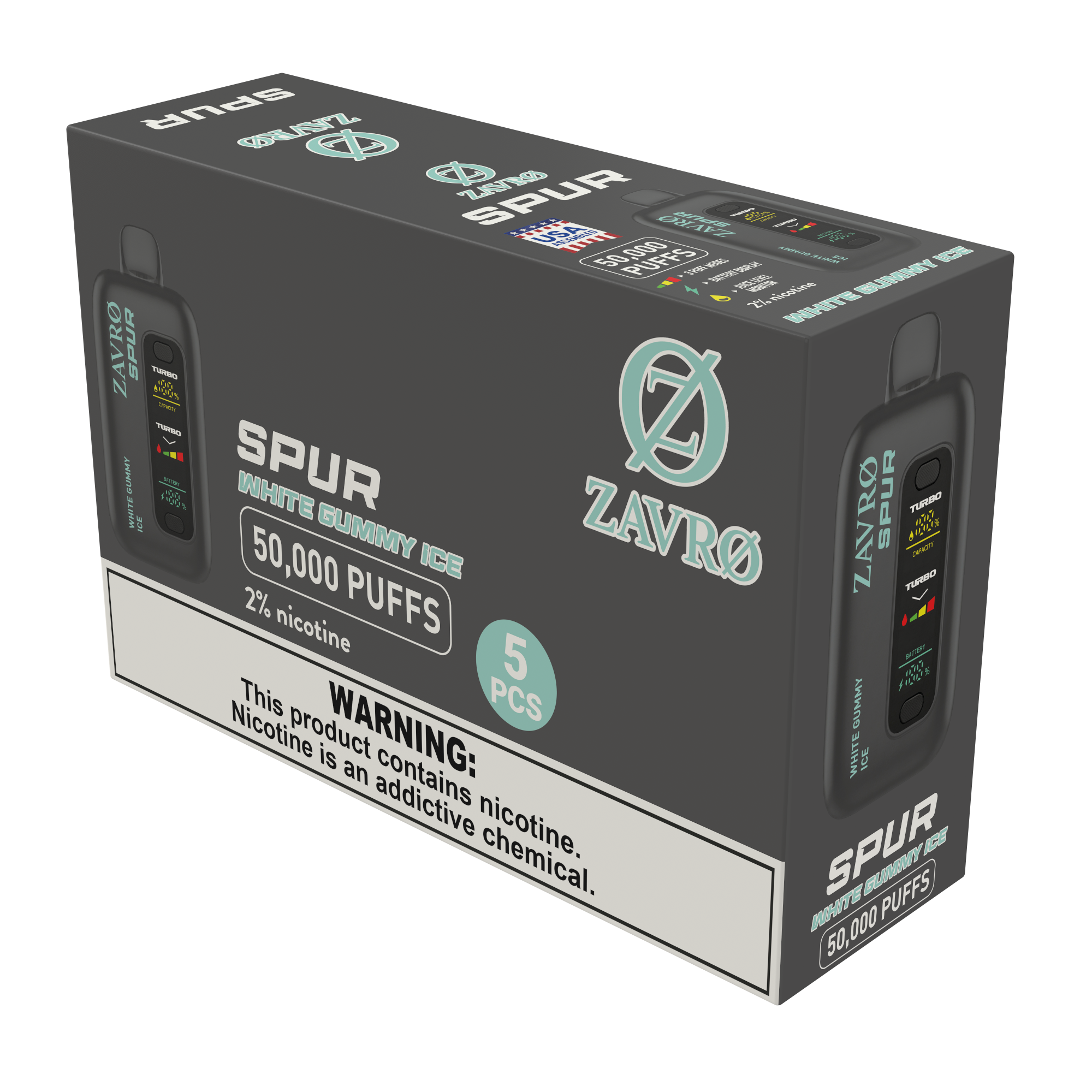 Zavro Spur 2% Boxes — White Gummy Ice