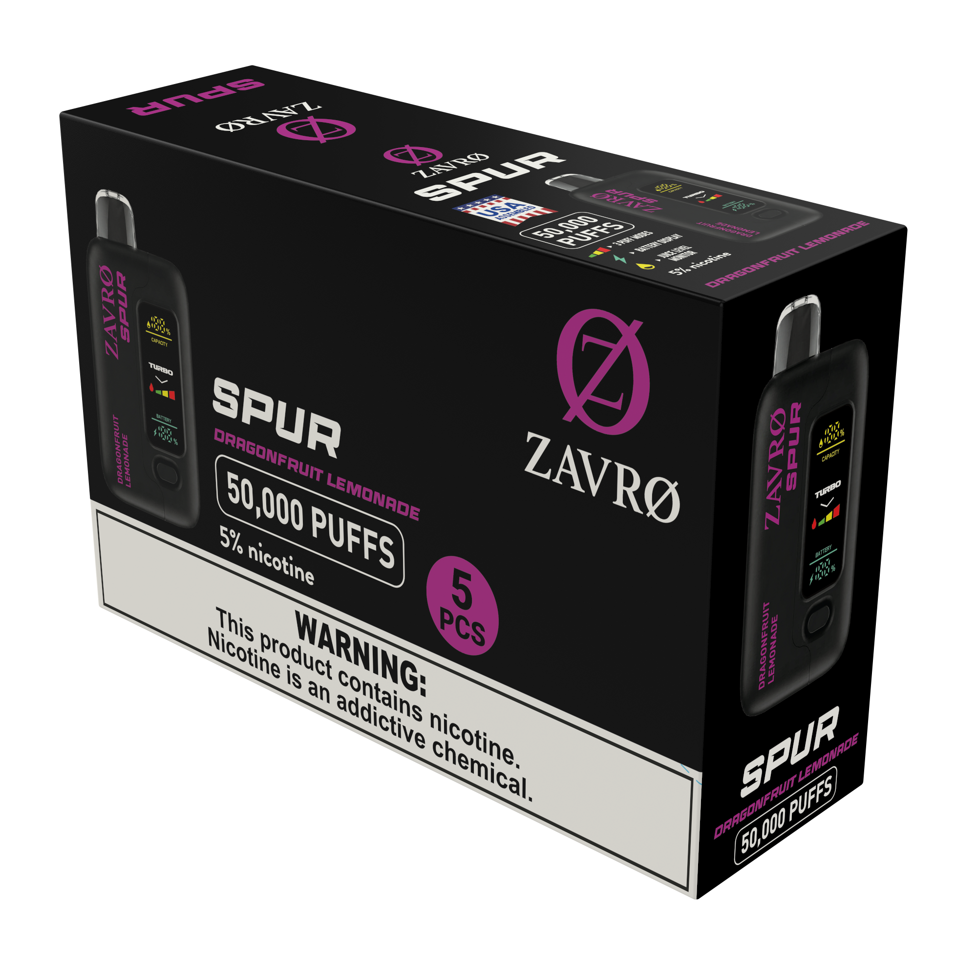 Zavro Spur 5% Boxes — Dragonfruit Lemonade