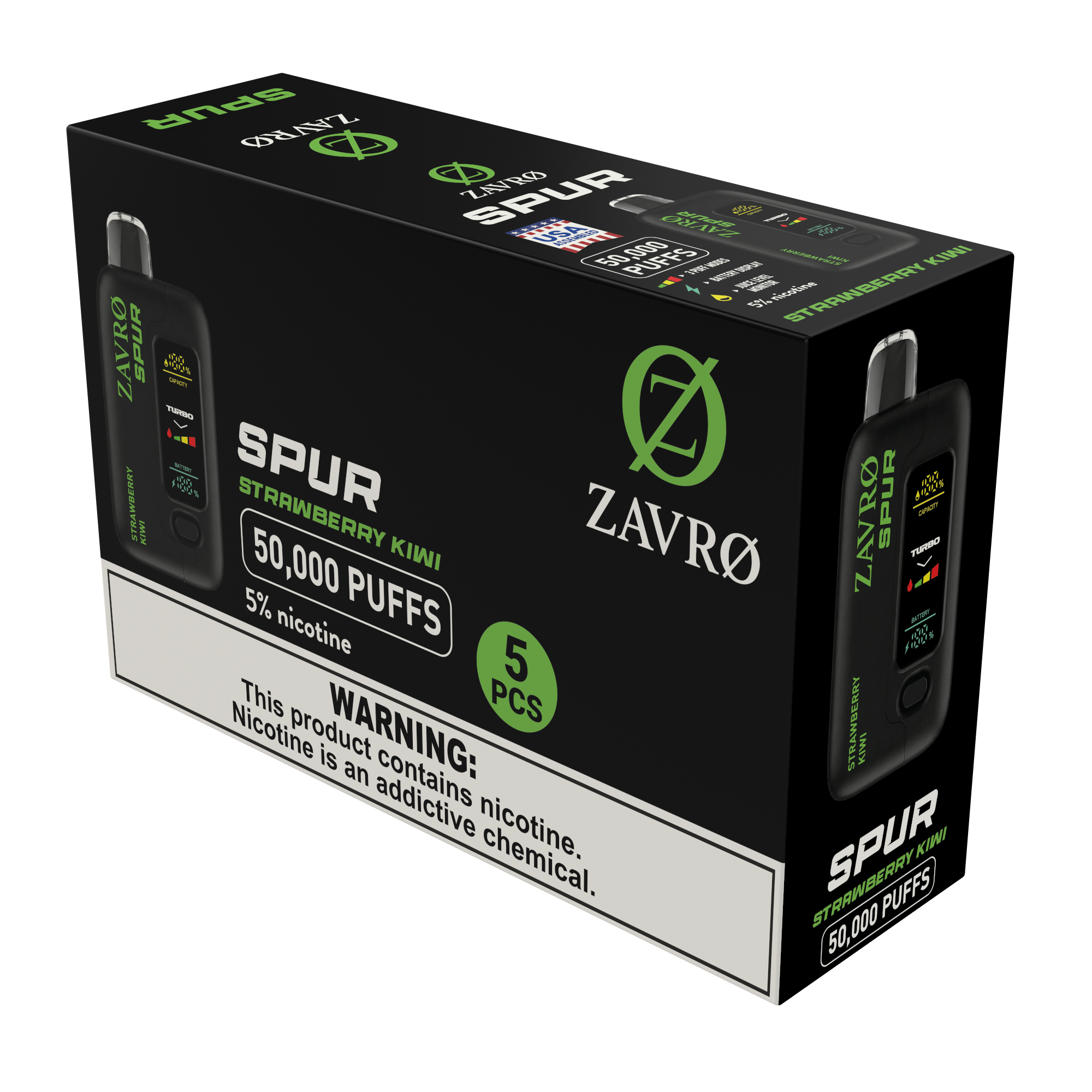 Zavro Spur 5% Boxes — Strawberry Kiwi