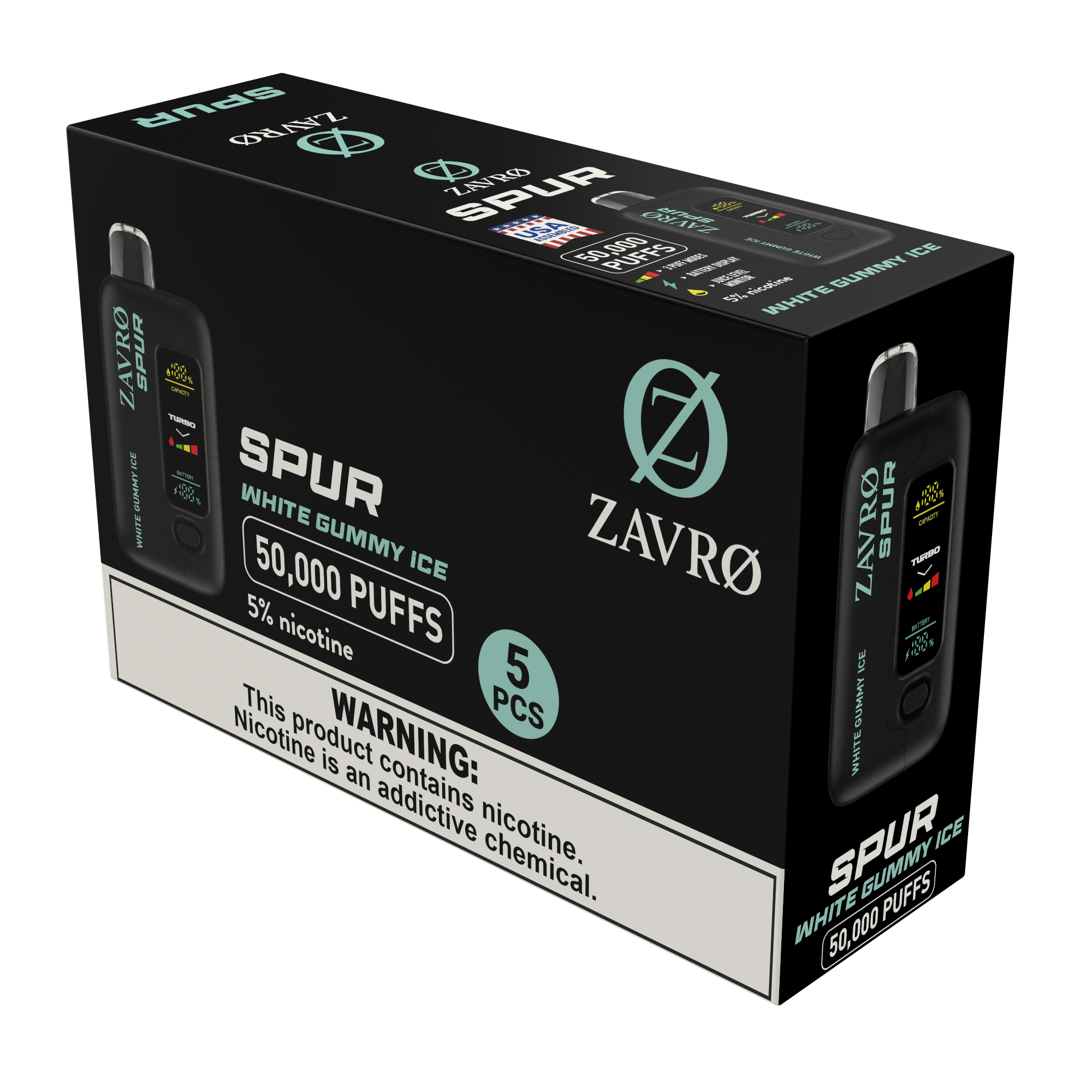 Zavro Spur 5% Boxes — White Gummy Ice